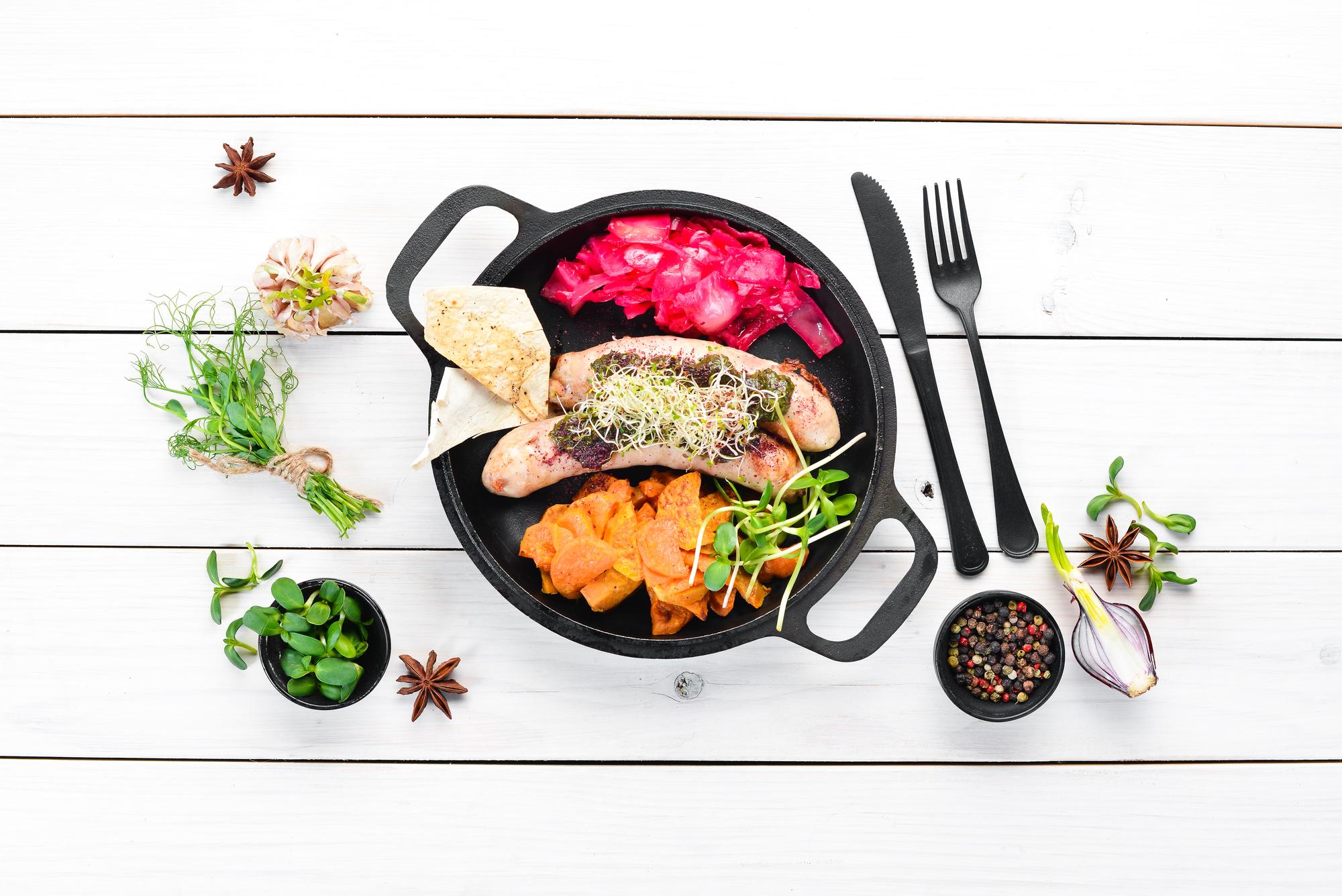 Assorted meal prepared during online cooking course
